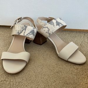 Cole Haan White Snakeskin Heels, Size 9